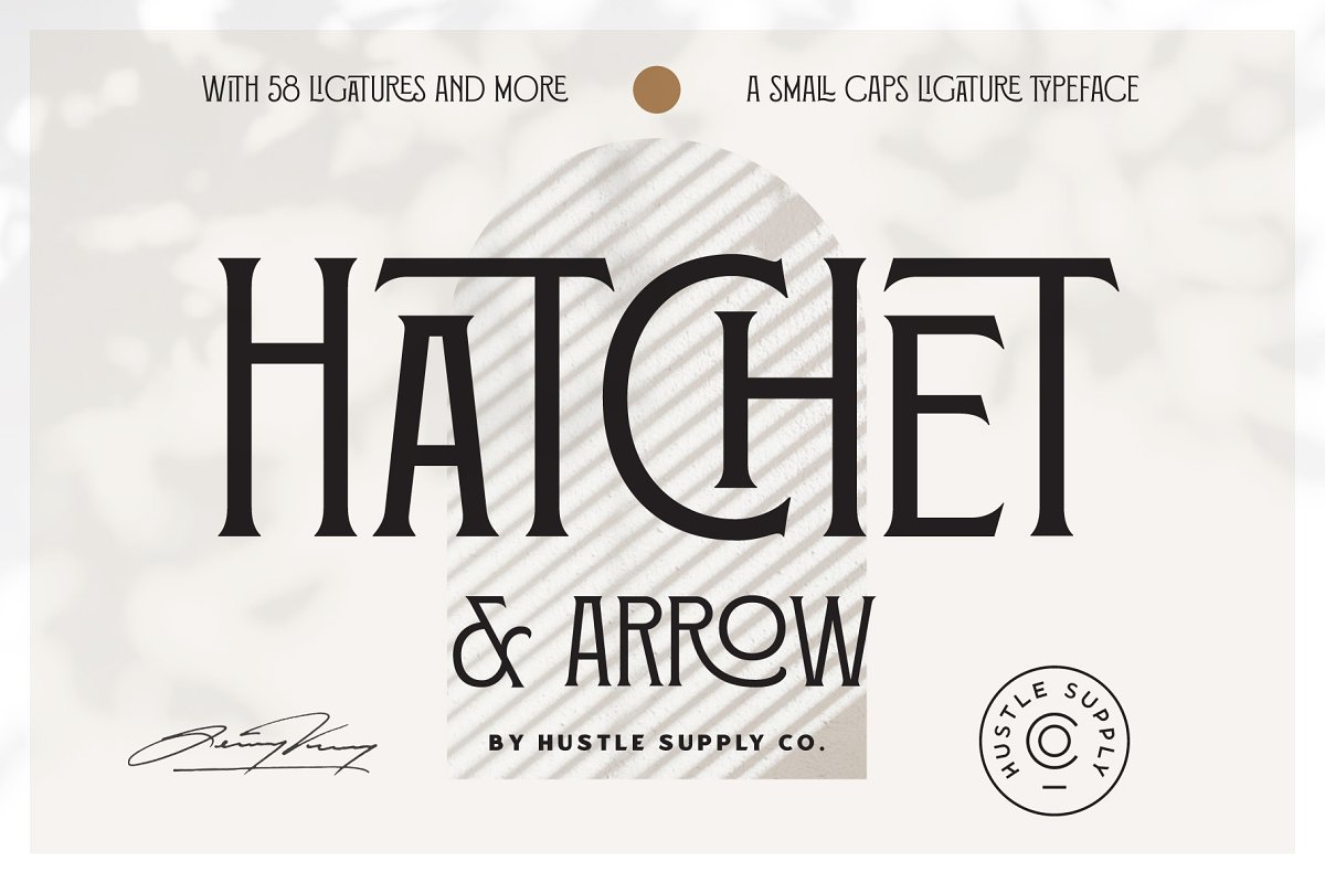 Hatchet & Arrow 58 Ligatures Font Free Download OpFonts